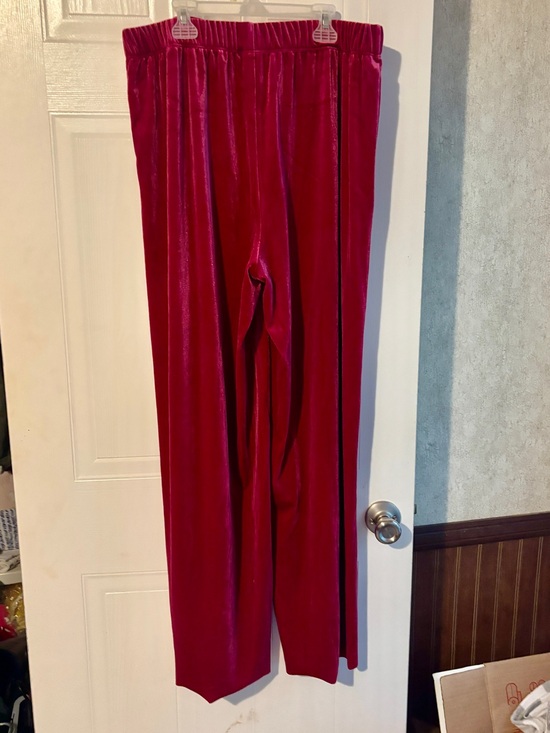 Zenana Outfitters Pants - Zenana XL Berry Velvet Wide Leg Pants Stretch Pull On Palazzo Lounge Holiday